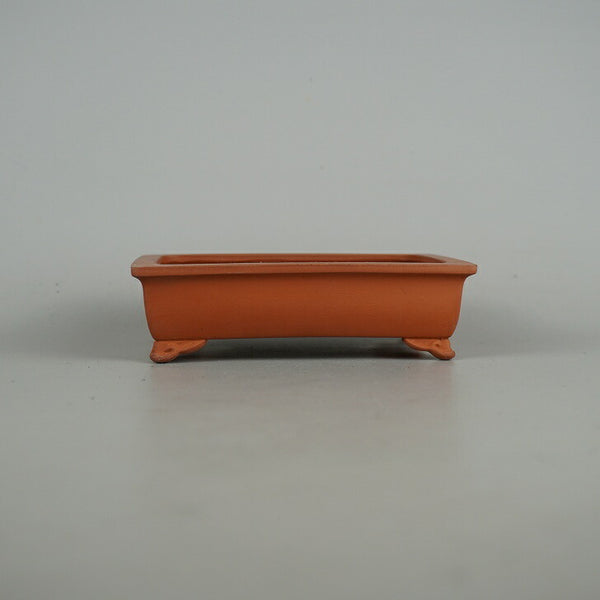 中古盆栽鉢 青香 小型 長辺 約 13.5cm 長方鉢 雲足 泥物  中古鉢 s1198412283