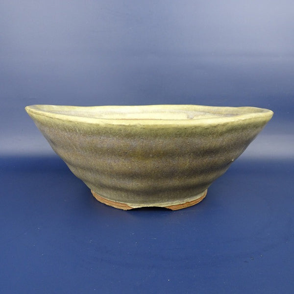 中古盆栽鉢 常滑 竜岳造 中型 長辺 約25.5cm 丸鉢 釉薬  中古鉢 u1198422398