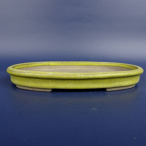 中古盆栽鉢 寿悦 小型 長辺 約14.5cm 楕円鉢 外縁 釉薬  中古鉢 u1198427581