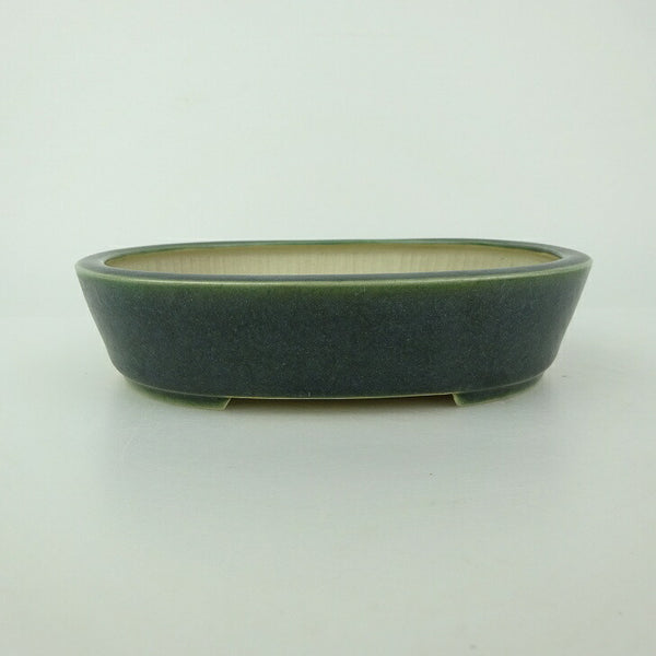 中古盆栽鉢 青香 小型 長辺 約 14.5cm 楕円鉢 釉薬  中古鉢 h1198419645