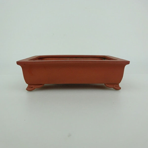 中古盆栽鉢 青香 小型 長辺 約 13.3cm 長方鉢 外縁 雲足 泥物  中古鉢 k1198412468