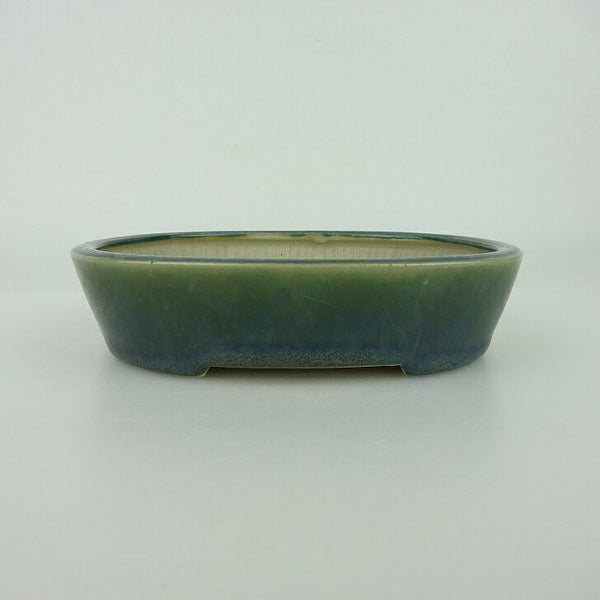中古盆栽鉢 青香 小型 長辺 約 14.7cm 楕円鉢 釉薬  中古鉢 x1198410190