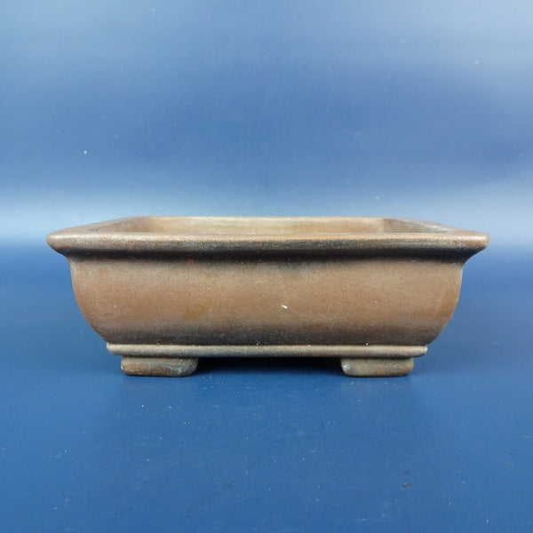 中古盆栽鉢 寅春王製 小型 長辺 約11.5cm 長方鉢 外縁 下帯 泥鉢 中国鉢  中古鉢 f1198406345