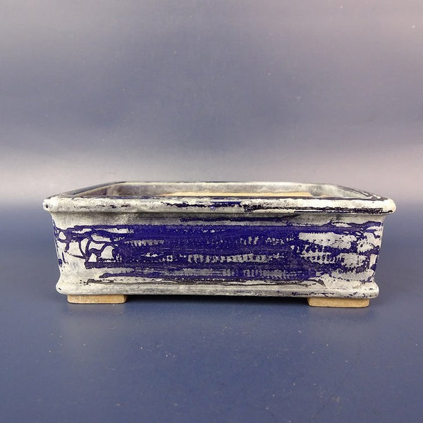 中古盆栽鉢 平安 竹山 小型 長辺 約11.8cm 長方鉢 釉薬  中古鉢 m1198407180