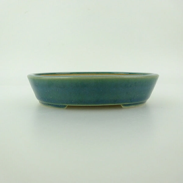 中古盆栽鉢 青香 小型 長辺 約 11.9cm 楕円鉢 釉薬  中古鉢 k1198413856