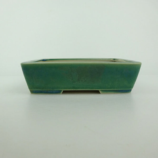 中古盆栽鉢 青香 小型 長辺 約 14.3cm 長方鉢 釉薬  中古鉢 t1198414254