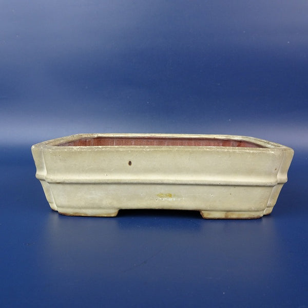 中古盆栽鉢 青香 小型 長辺 約 14cm 長方鉢 隅入 中帯 釉薬  中古鉢 o1198425229