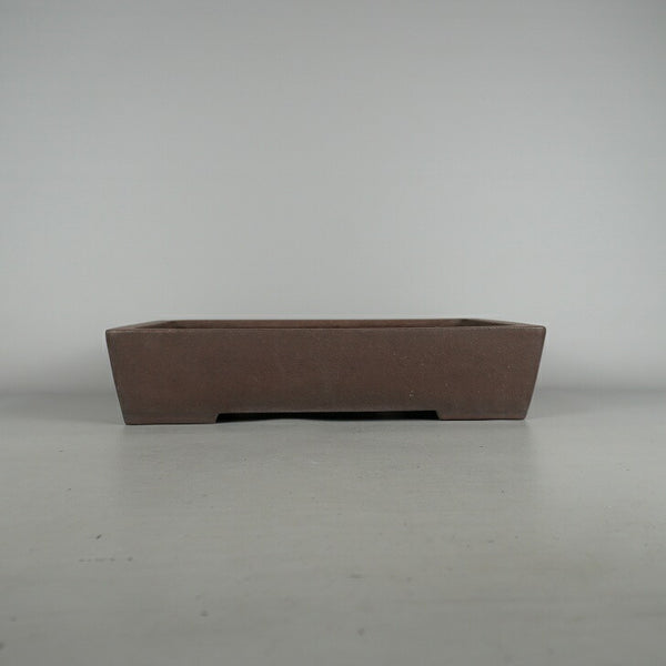 中古盆栽鉢 山秋造 松泉焼 中型 長辺 約 37.8cm 長方鉢 泥物  中古鉢 b1198425801