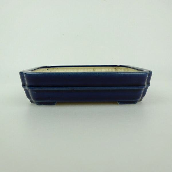 中古盆栽鉢 青香 小型 長辺 約 12cm 長方鉢 中帯 隅入 釉薬  中古鉢 o1198426710