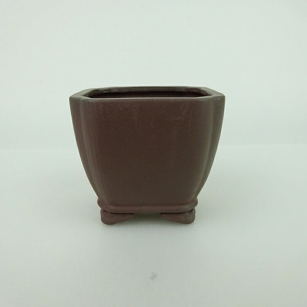 中古盆栽鉢 青香 小鉢 長辺 約6.5cm 正方鉢 隅入 雲足 下帯 泥物  中古鉢 t1198409479