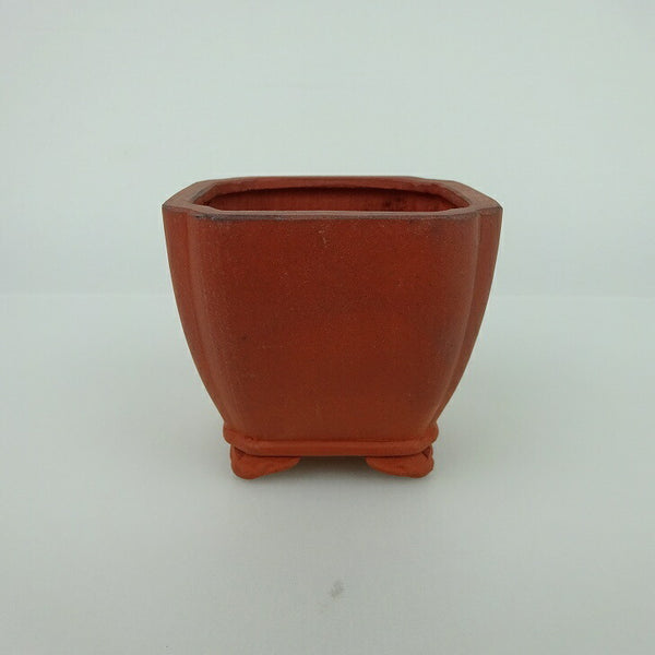 中古盆栽鉢 青香 小鉢 長辺 約6.8cm 正方鉢 隅入 雲足 下帯 泥物  中古鉢 q1198413473