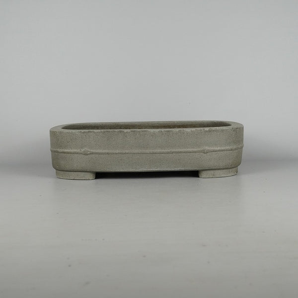 中古盆栽鉢 常滑 誠山 中型 長辺 約32.2cm 長方鉢 撫角 竹節 中帯 泥物  中古鉢 s1198417209