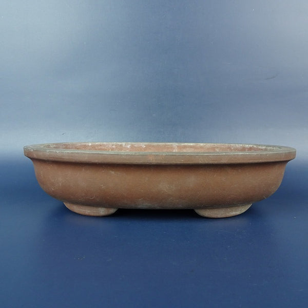 中古盆栽鉢 中国宜興 小型 長辺 約19.5cm 楕円鉢 外縁 泥鉢 中国鉢  中古鉢 u1198432101
