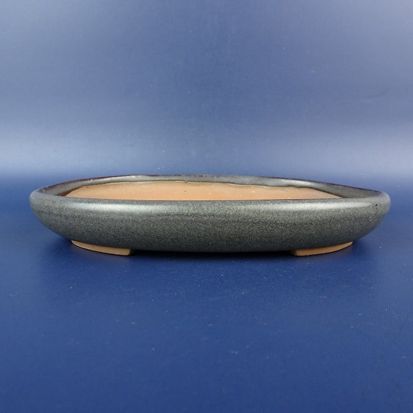 中古盆栽鉢 春萌 小型 長辺 約15cm 楕円鉢 釉薬  中古鉢 q1198410247