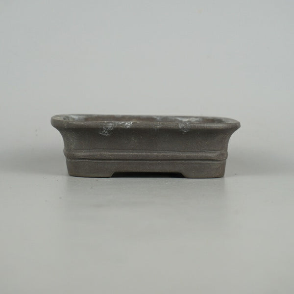 中古盆栽鉢 落款あり 小型 長辺 約12.3cm 長方鉢 中帯 泥物  中古鉢 o1198429061