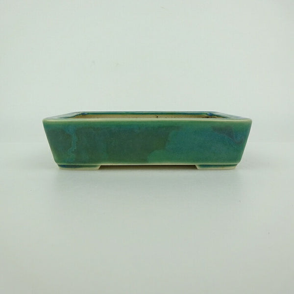 中古盆栽鉢 青香 小型 長辺 約 12cm 長方鉢 釉薬  中古鉢 g1198423900