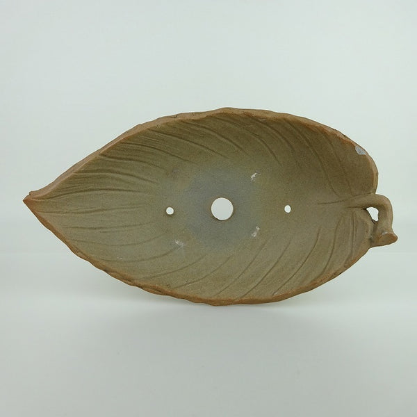 中古盆栽鉢 小石原焼 中型 長辺 約25cm 葉型鉢  中古鉢 k1198414754