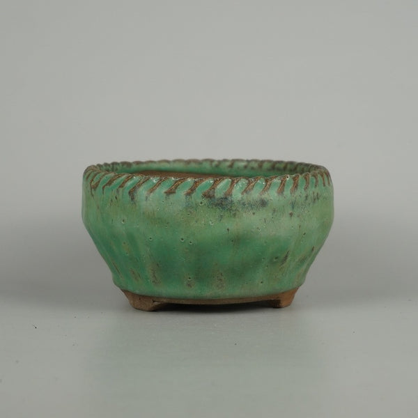 中古盆栽鉢 春雅堂製 小型 長辺 約 13cm 丸鉢 釉薬  中古鉢 x1198413872