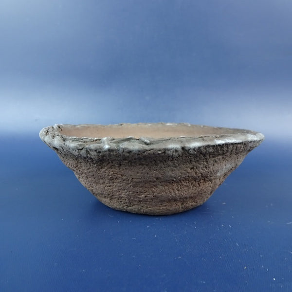 中古盆栽鉢 常滑 竜岳 小鉢 長辺 約9.8cm 丸鉢 外縁 泥鉢  中古鉢 r1198403944