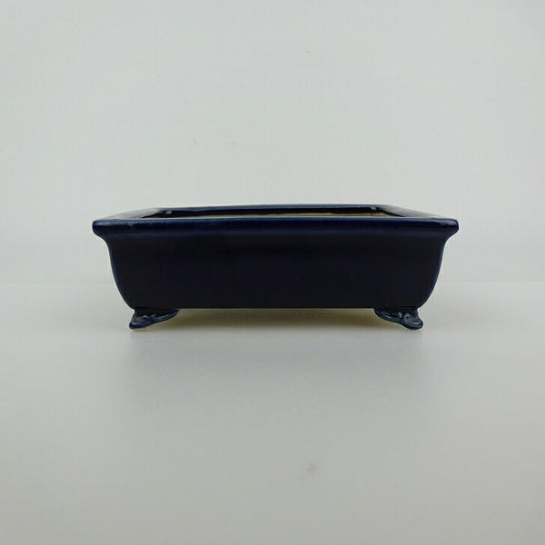 中古盆栽鉢 青香 小型 長辺 約 13.2cm 長方鉢 外縁 雲足 釉薬  中古鉢 l1198408480