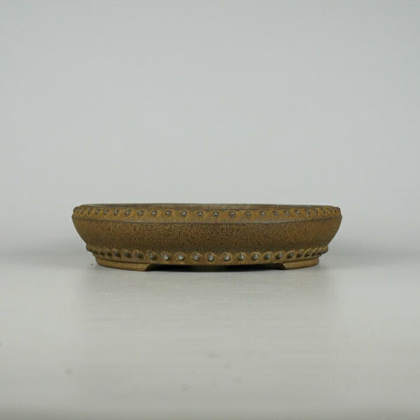 中古 盆栽鉢 常滑 秀峰 中型 長辺 約25cm 丸鉢 鋲打 泥物  中古鉢 m1198409119