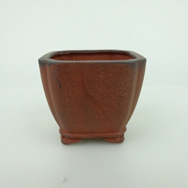 中古盆栽鉢 青香 小鉢 長辺 約6.5cm 正方鉢 隅入 雲足 下帯 泥物  中古鉢 l1198416104