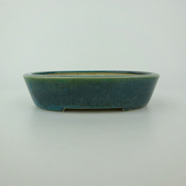中古盆栽鉢 青香 小型 長辺 約 14.8cm 楕円鉢 釉薬  中古鉢 d1198421439