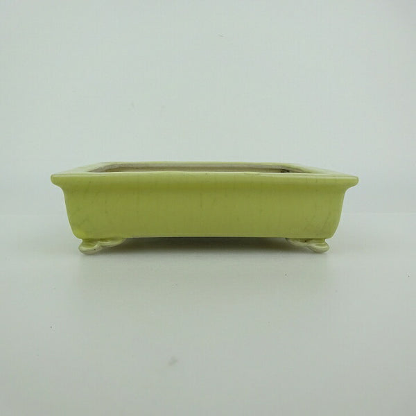 中古盆栽鉢 青香 小型 長辺 約 12.5cm 長方鉢 外縁 雲足 落款なし 釉薬  中古鉢 b1198422319