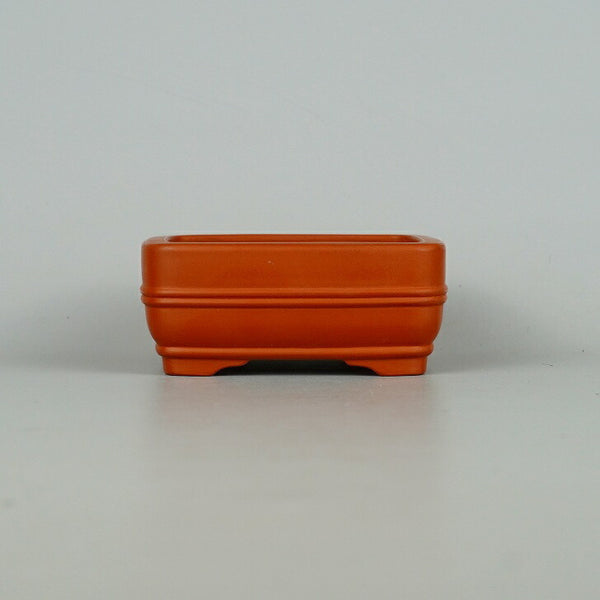 中古盆栽鉢 碧翠 小鉢 長辺 約 9.5cm 長方鉢 中帯 下帯 泥物  中古鉢 s1198411338