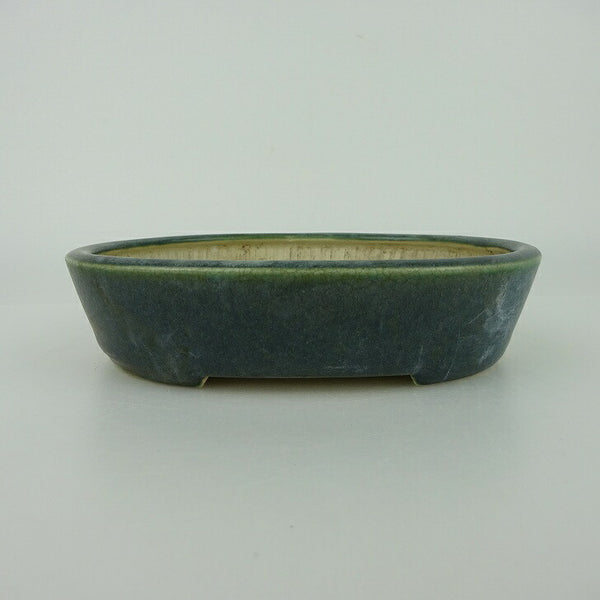 中古盆栽鉢 青香 小型 長辺 約 14.8cm 楕円鉢 釉薬  中古鉢 o1198420941