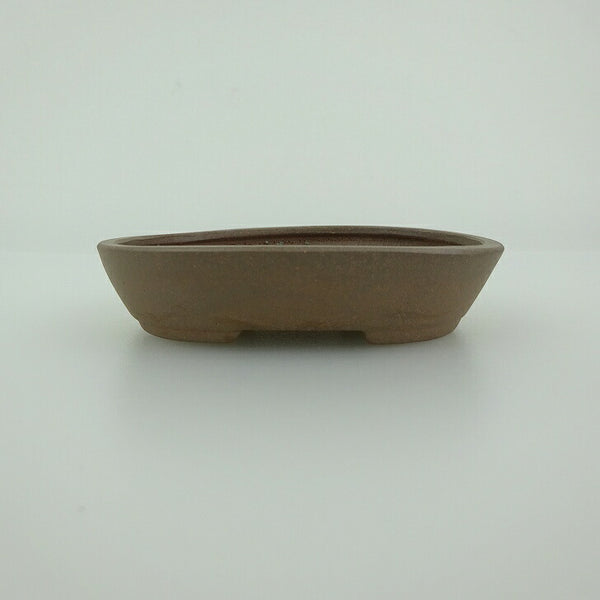 中古盆栽鉢 青香 小鉢 長辺 約8.1cm 楕円鉢 泥物  中古鉢 r1198411153