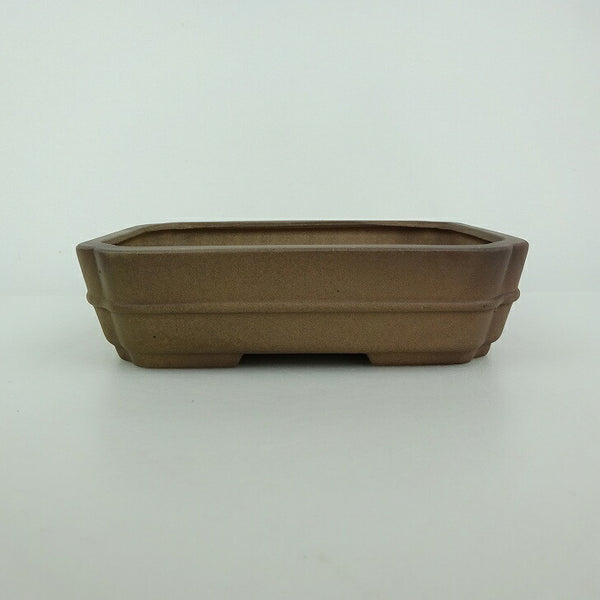 中古盆栽鉢 青香 小型 長辺 約 14.5cm 長方鉢 隅入 中帯 泥物  中古鉢 g1198423951