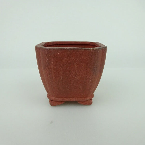 中古盆栽鉢 青香 小鉢 長辺 約6.5cm 正方鉢 隅入 雲足 下帯 泥物  中古鉢 r1198408712