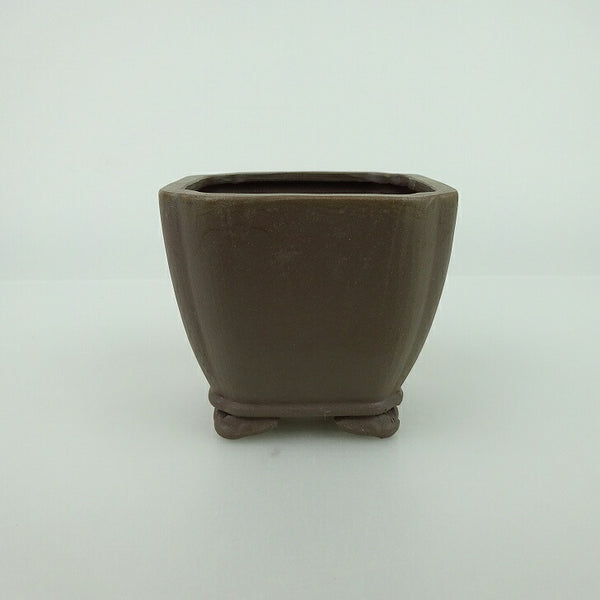 中古盆栽鉢 青香 小鉢 長辺 約6.5cm 正方鉢 隅入 雲足 下帯 泥物  中古鉢 x1198412782