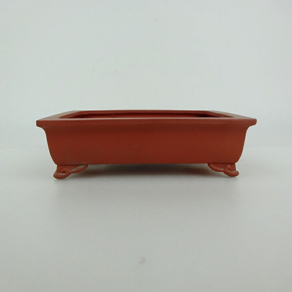 中古盆栽鉢 青香 小型 長辺 約 13.4cm 長方鉢 外縁 雲足 泥物  中古鉢 o1198428111