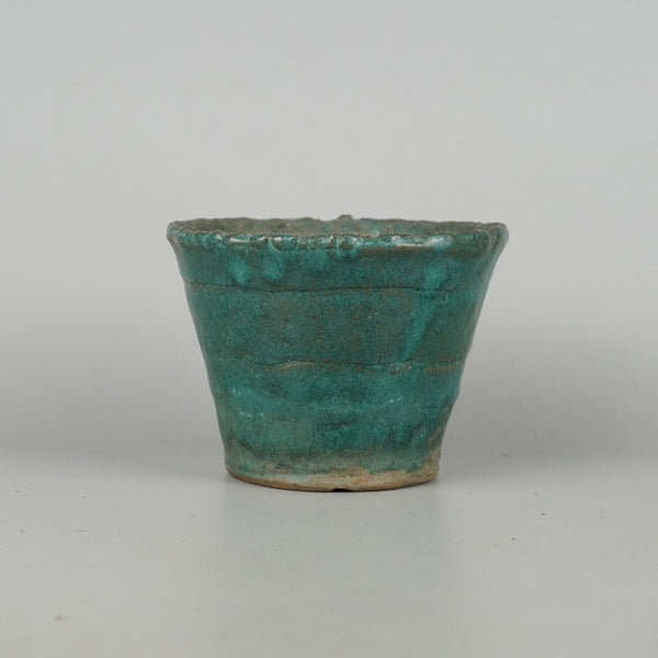 中古 盆栽鉢 常滑 秀峰 小型 長辺 約12.8cm 丸鉢 釉薬  中古鉢 r1198411402