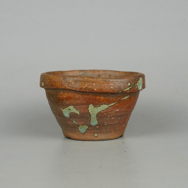 中古盆栽鉢 片 片岡美津江 小鉢 長辺 約8.8cm 丸鉢 泥物  中古鉢 t1198413110