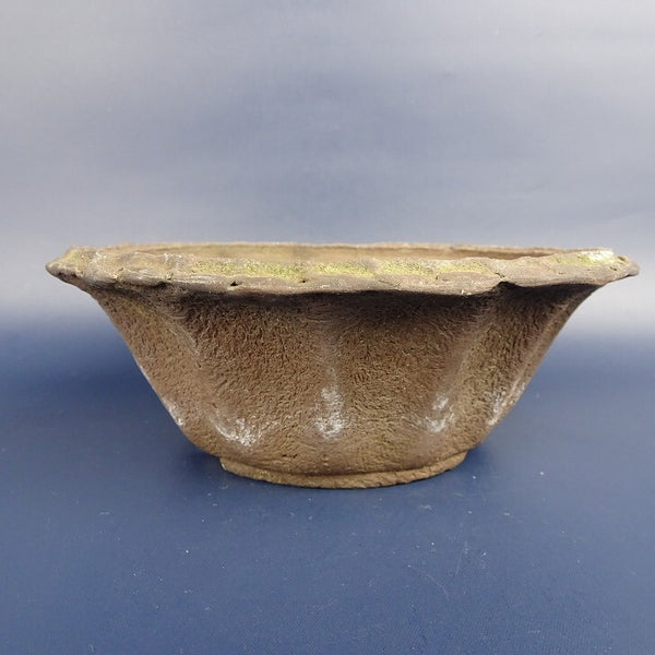 中古盆栽鉢 常滑 竜岳 小型 長辺 約16.3cm 丸鉢 外縁 泥鉢  中古鉢 t1198413111