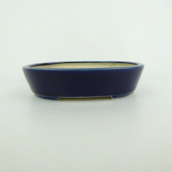 中古盆栽鉢 青香 小型 長辺 約 14.8cm 楕円鉢 釉薬  中古鉢 h1198429259
