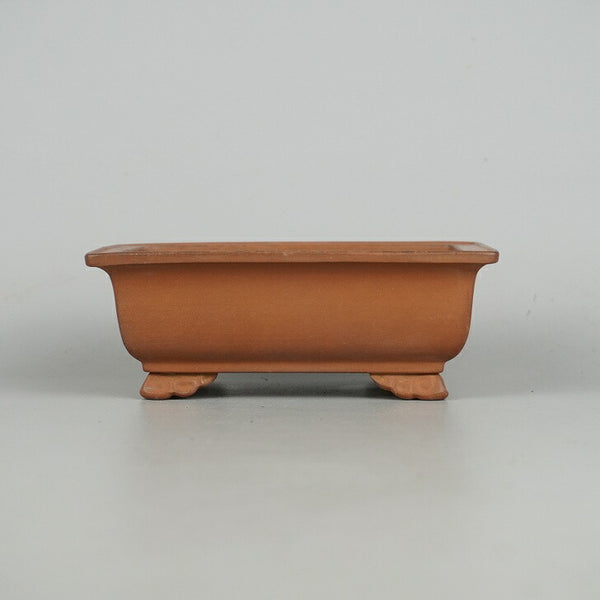 中古盆栽鉢 水庄園 小型 長辺 約13.2cm 長方鉢 雲足 泥物  中古鉢 p1198414393