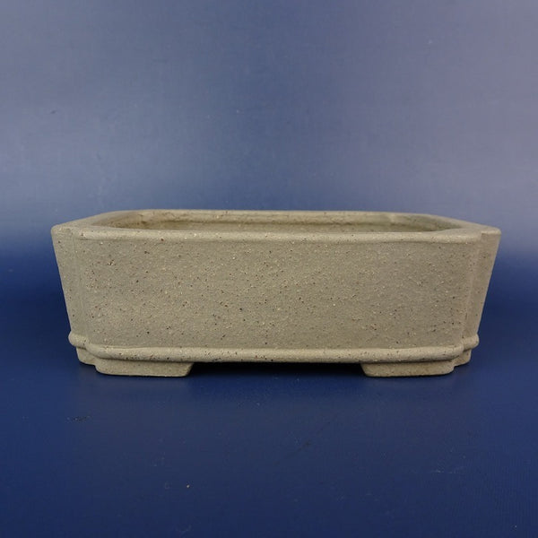 中古盆栽鉢 水庄園 碧翠 小型 長辺 約 12.5cm 長方鉢 隅入 下帯 泥物  中古鉢 b1198420220