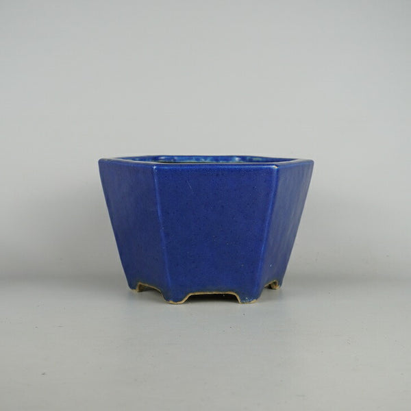 中古盆栽鉢 瀬戸焼 中型 長辺 約21cm 六角鉢 釉薬  中古鉢 o1198423979