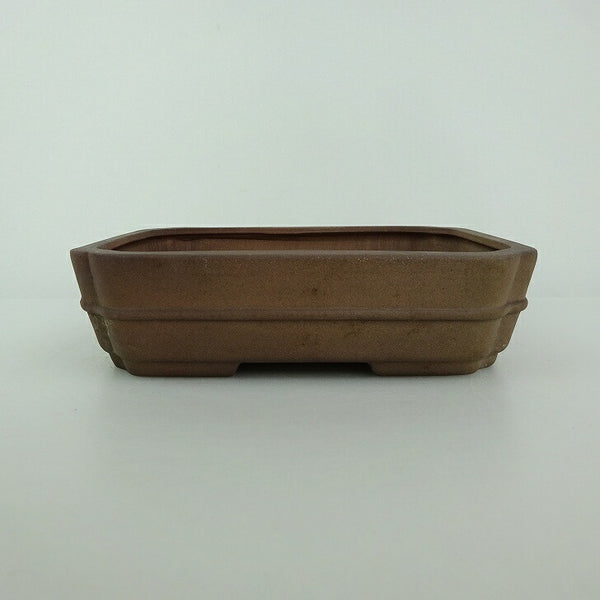 中古盆栽鉢 青香 小型 長辺 約 14.7cm 長方鉢 隅入 中帯 泥物  中古鉢 e1198411277