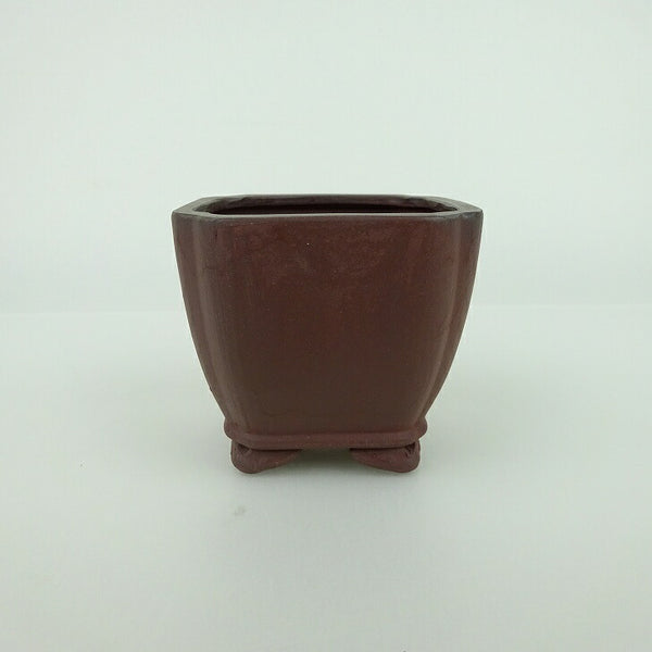 中古盆栽鉢 青香 小鉢 長辺 約6.5cm 正方鉢 隅入 雲足 下帯 泥物  中古鉢 j1198410442
