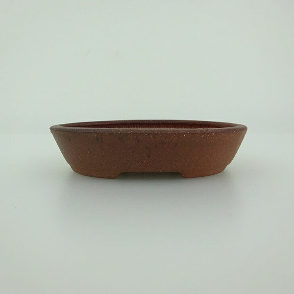 中古盆栽鉢 青香 小鉢 長辺 約8.2cm 楕円鉢 泥物  中古鉢 w1198411956