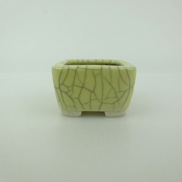 中古盆栽鉢 青香 豆鉢 長辺 約4.4cm 正方鉢 貫入 釉薬  中古鉢 c1198407982