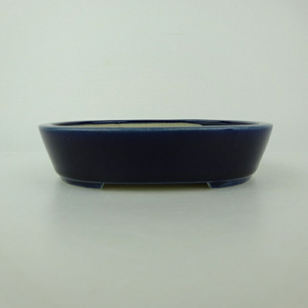中古盆栽鉢 青香 小型 長辺 約 14.8cm 楕円鉢 釉薬  中古鉢 u1198427970
