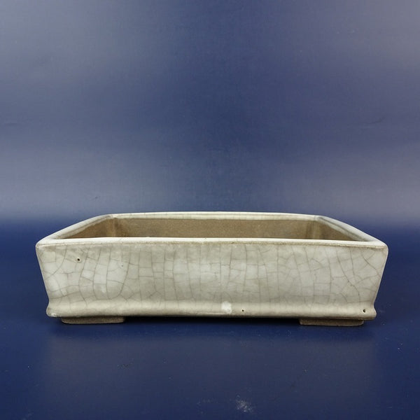 中古盆栽鉢 平安竹山 小型 長辺 約13.1cm 長方鉢 貫入 釉薬  中古鉢 t1198411658