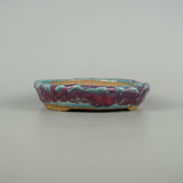 中古盆栽鉢 豊千 小型 高さ 約14.8cm 丸鉢 釉薬  中古鉢 l1198408099