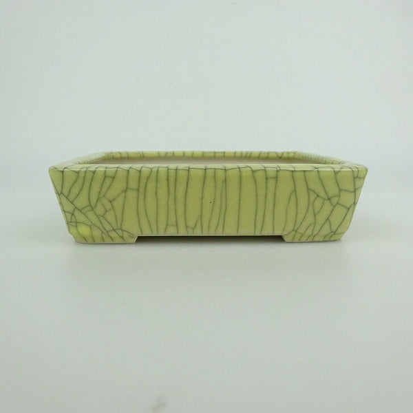 中古盆栽鉢 青香 小型 長辺 約 12.2cm 長方鉢 貫入 釉薬  中古鉢 n1198414753